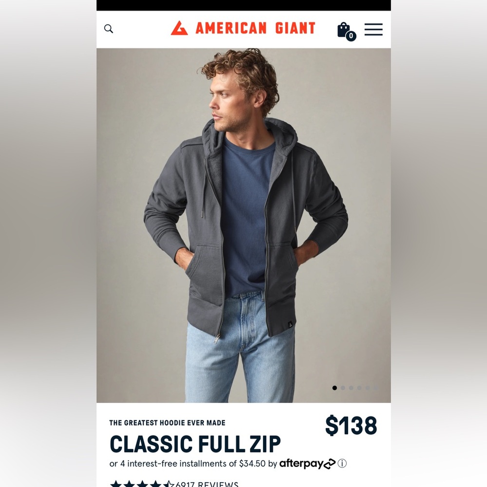American Giant Full Zip Men’s Hoodie